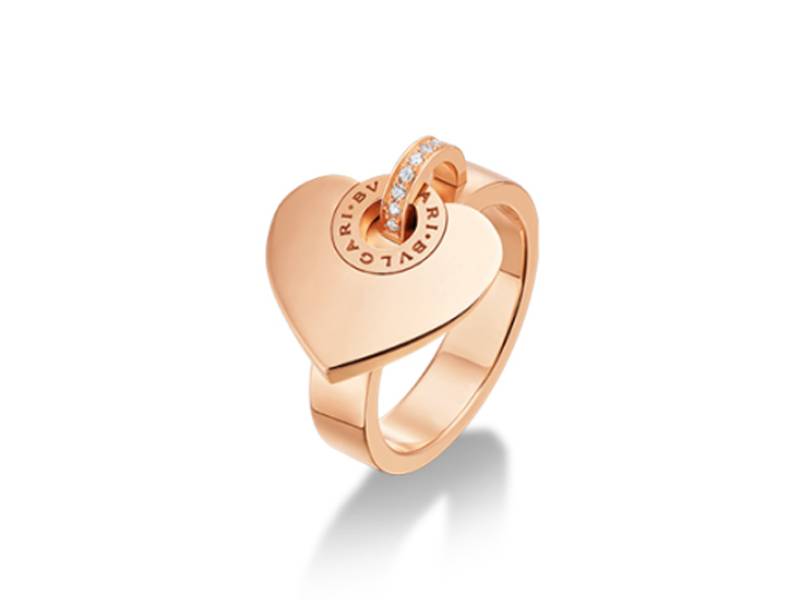 BULGARI BULGARI ANELLO CUORE ORO ROSA E DIAMANTI AN857219